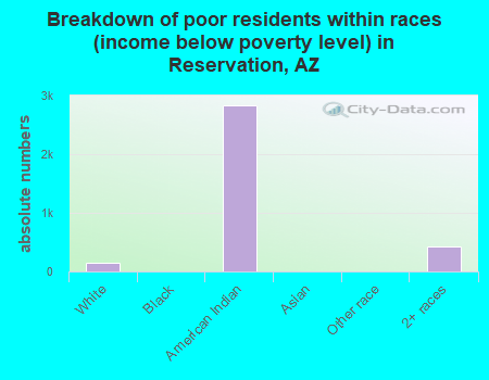 Breakdown of poor residents within races (income below poverty level) in Reservation, AZ