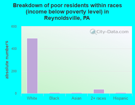 Breakdown of poor residents within races (income below poverty level) in Reynoldsville, PA