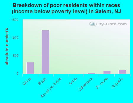 Breakdown of poor residents within races (income below poverty level) in Salem, NJ
