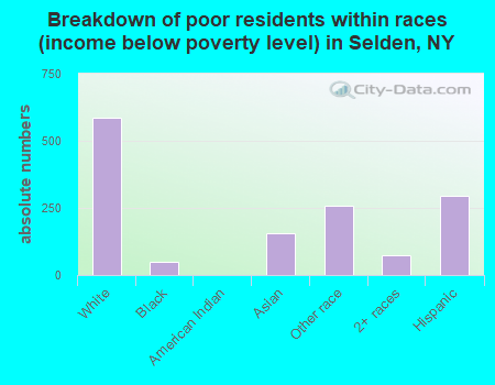 Breakdown of poor residents within races (income below poverty level) in Selden, NY