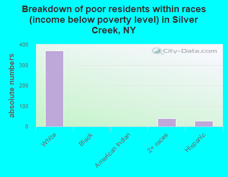 Breakdown of poor residents within races (income below poverty level) in Silver Creek, NY