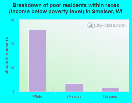 Breakdown of poor residents within races (income below poverty level) in Smelser, WI