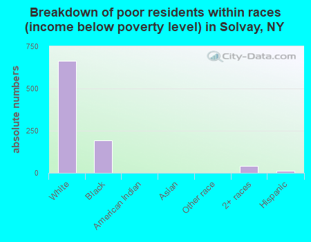 Breakdown of poor residents within races (income below poverty level) in Solvay, NY