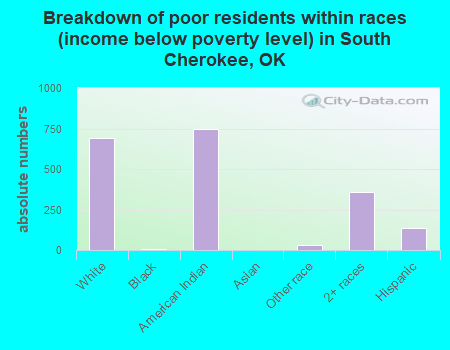 Breakdown of poor residents within races (income below poverty level) in South Cherokee, OK