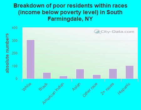 Breakdown of poor residents within races (income below poverty level) in South Farmingdale, NY