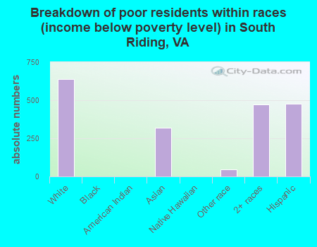 Breakdown of poor residents within races (income below poverty level) in South Riding, VA