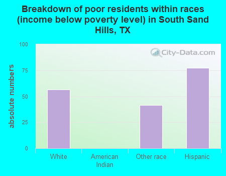 Breakdown of poor residents within races (income below poverty level) in South Sand Hills, TX