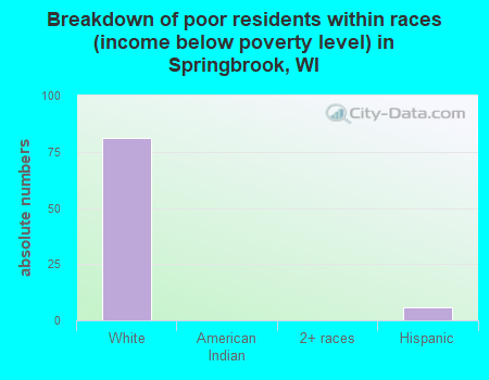Breakdown of poor residents within races (income below poverty level) in Springbrook, WI