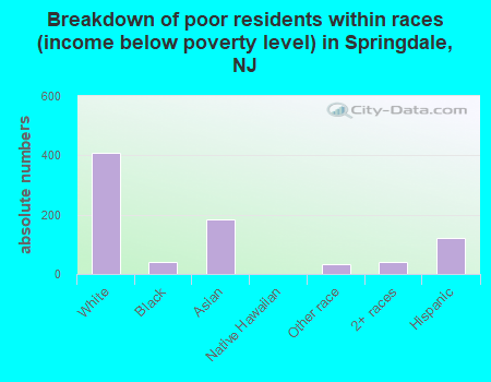 Breakdown of poor residents within races (income below poverty level) in Springdale, NJ