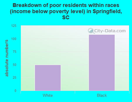 Breakdown of poor residents within races (income below poverty level) in Springfield, SC