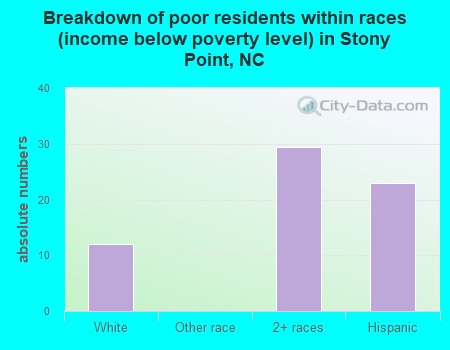Breakdown of poor residents within races (income below poverty level) in Stony Point, NC