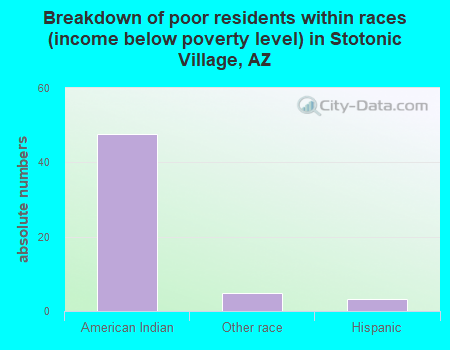 Breakdown of poor residents within races (income below poverty level) in Stotonic Village, AZ