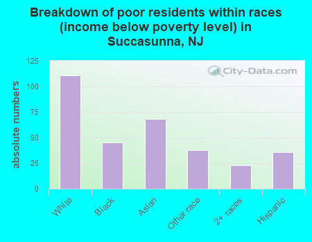 Breakdown of poor residents within races (income below poverty level) in Succasunna, NJ
