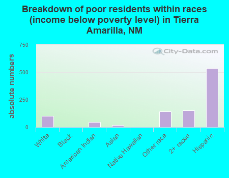 Breakdown of poor residents within races (income below poverty level) in Tierra Amarilla, NM