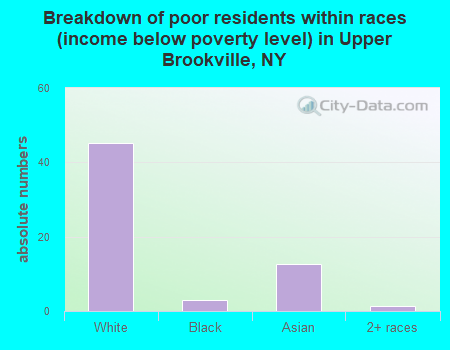 Breakdown of poor residents within races (income below poverty level) in Upper Brookville, NY
