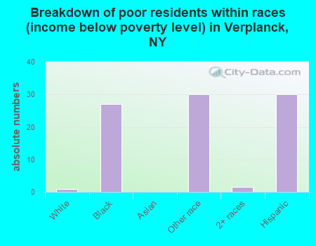 Breakdown of poor residents within races (income below poverty level) in Verplanck, NY