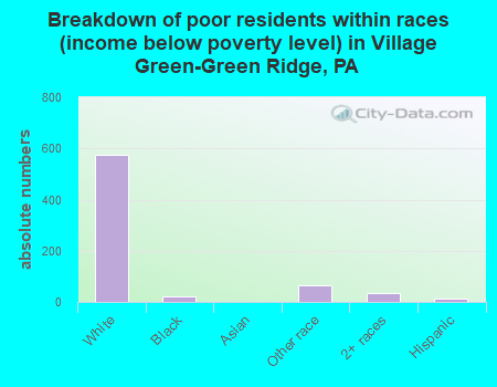 Breakdown of poor residents within races (income below poverty level) in Village Green-Green Ridge, PA