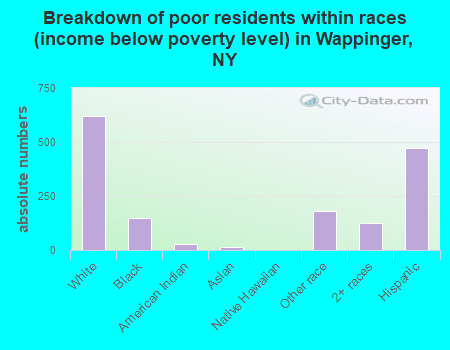 Breakdown of poor residents within races (income below poverty level) in Wappinger, NY