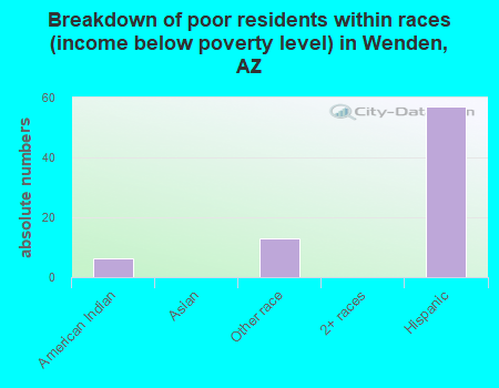 Breakdown of poor residents within races (income below poverty level) in Wenden, AZ