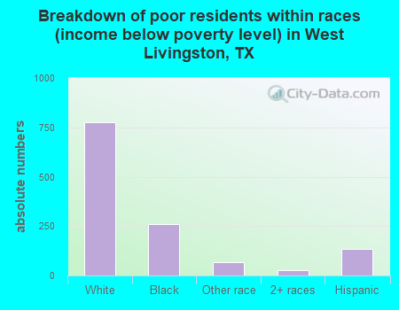 Breakdown of poor residents within races (income below poverty level) in West Livingston, TX