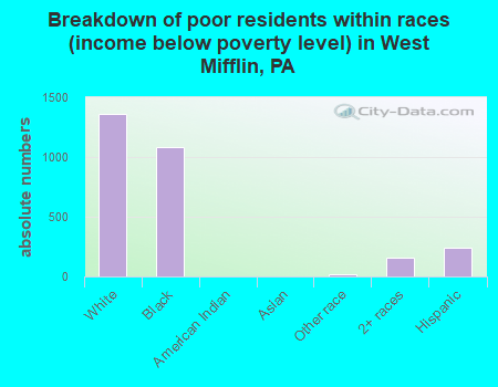 Breakdown of poor residents within races (income below poverty level) in West Mifflin, PA