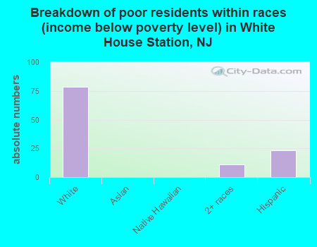 Breakdown of poor residents within races (income below poverty level) in White House Station, NJ