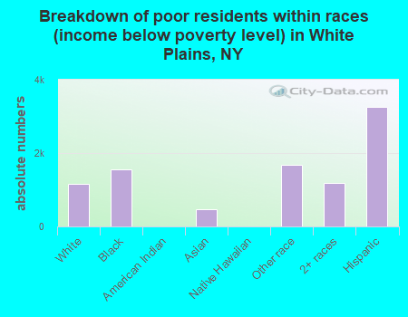 Breakdown of poor residents within races (income below poverty level) in White Plains, NY