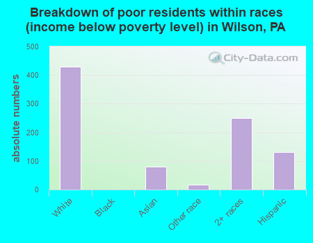 Breakdown of poor residents within races (income below poverty level) in Wilson, PA