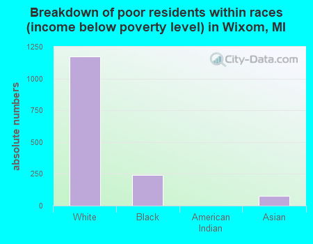 Breakdown of poor residents within races (income below poverty level) in Wixom, MI