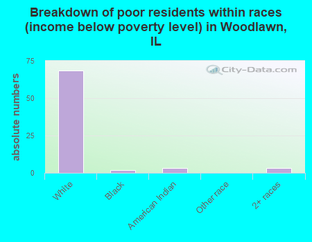 Breakdown of poor residents within races (income below poverty level) in Woodlawn, IL