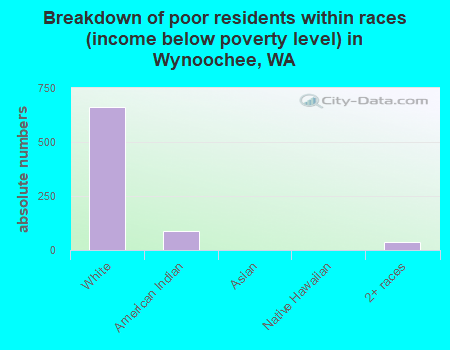Breakdown of poor residents within races (income below poverty level) in Wynoochee, WA