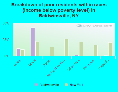 Breakdown of poor residents within races (income below poverty level) in Baldwinsville, NY