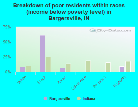 Breakdown of poor residents within races (income below poverty level) in Bargersville, IN