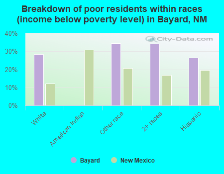 Breakdown of poor residents within races (income below poverty level) in Bayard, NM