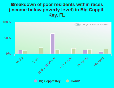 Breakdown of poor residents within races (income below poverty level) in Big Coppitt Key, FL