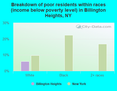 Breakdown of poor residents within races (income below poverty level) in Billington Heights, NY