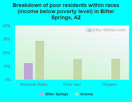 Breakdown of poor residents within races (income below poverty level) in Bitter Springs, AZ