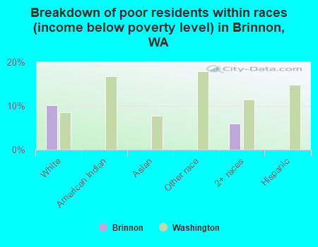 Breakdown of poor residents within races (income below poverty level) in Brinnon, WA