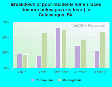 Breakdown of poor residents within races (income below poverty level) in Catasauqua, PA