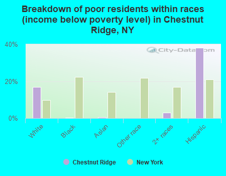 Breakdown of poor residents within races (income below poverty level) in Chestnut Ridge, NY