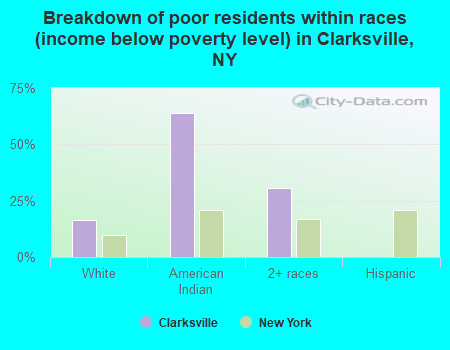 Breakdown of poor residents within races (income below poverty level) in Clarksville, NY