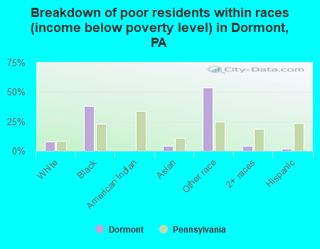 Breakdown of poor residents within races (income below poverty level) in Dormont, PA