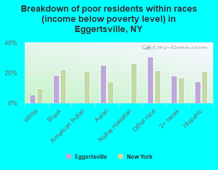 Breakdown of poor residents within races (income below poverty level) in Eggertsville, NY