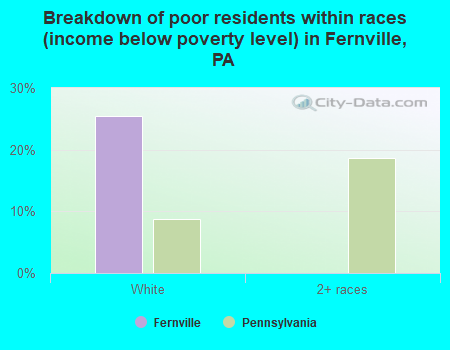 Breakdown of poor residents within races (income below poverty level) in Fernville, PA