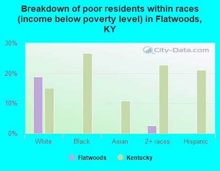 Breakdown of poor residents within races (income below poverty level) in Flatwoods, KY