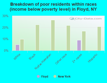 Breakdown of poor residents within races (income below poverty level) in Floyd, NY
