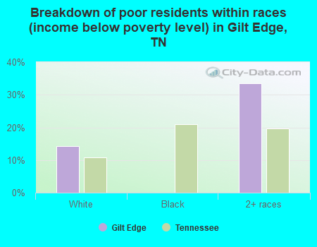 Breakdown of poor residents within races (income below poverty level) in Gilt Edge, TN