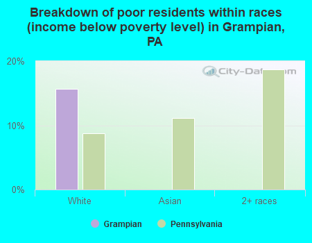 Breakdown of poor residents within races (income below poverty level) in Grampian, PA