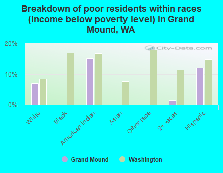 Breakdown of poor residents within races (income below poverty level) in Grand Mound, WA
