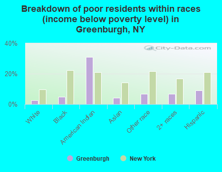Breakdown of poor residents within races (income below poverty level) in Greenburgh, NY